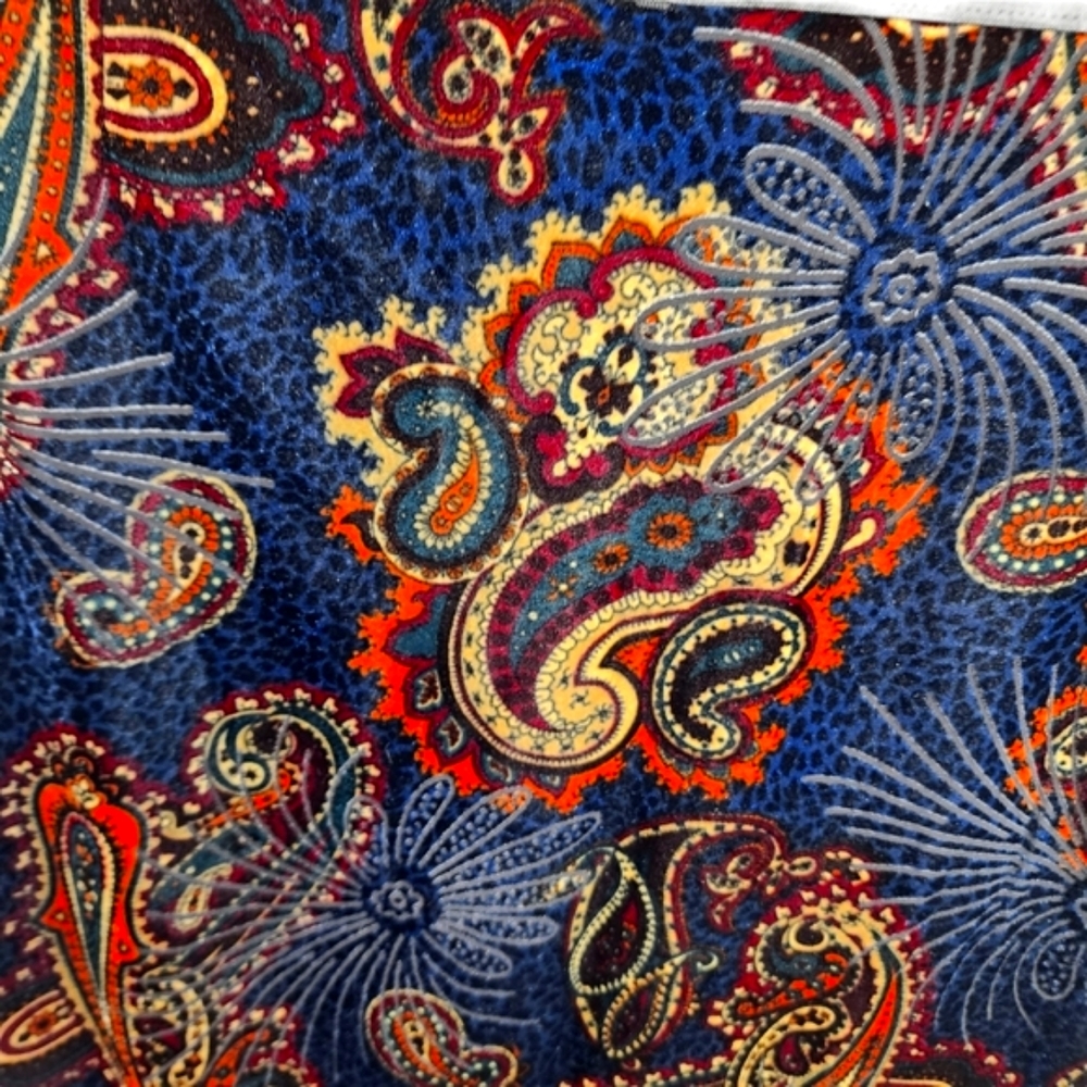 Motto skirt crushed velvet paisley colourful rich navy blue pencil size 10/12 - Picture 7 of 8